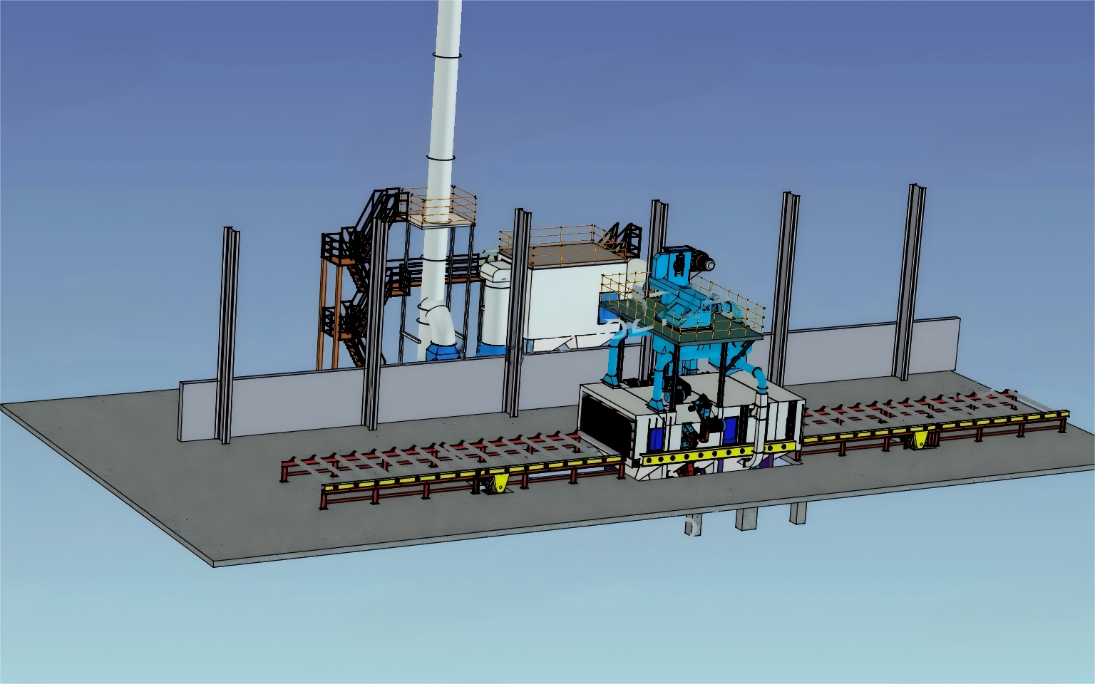 Jinwo Machinery Success Case: Steel Profiles - Germany - Custom Roller Conveyor Shot Blasting Solution