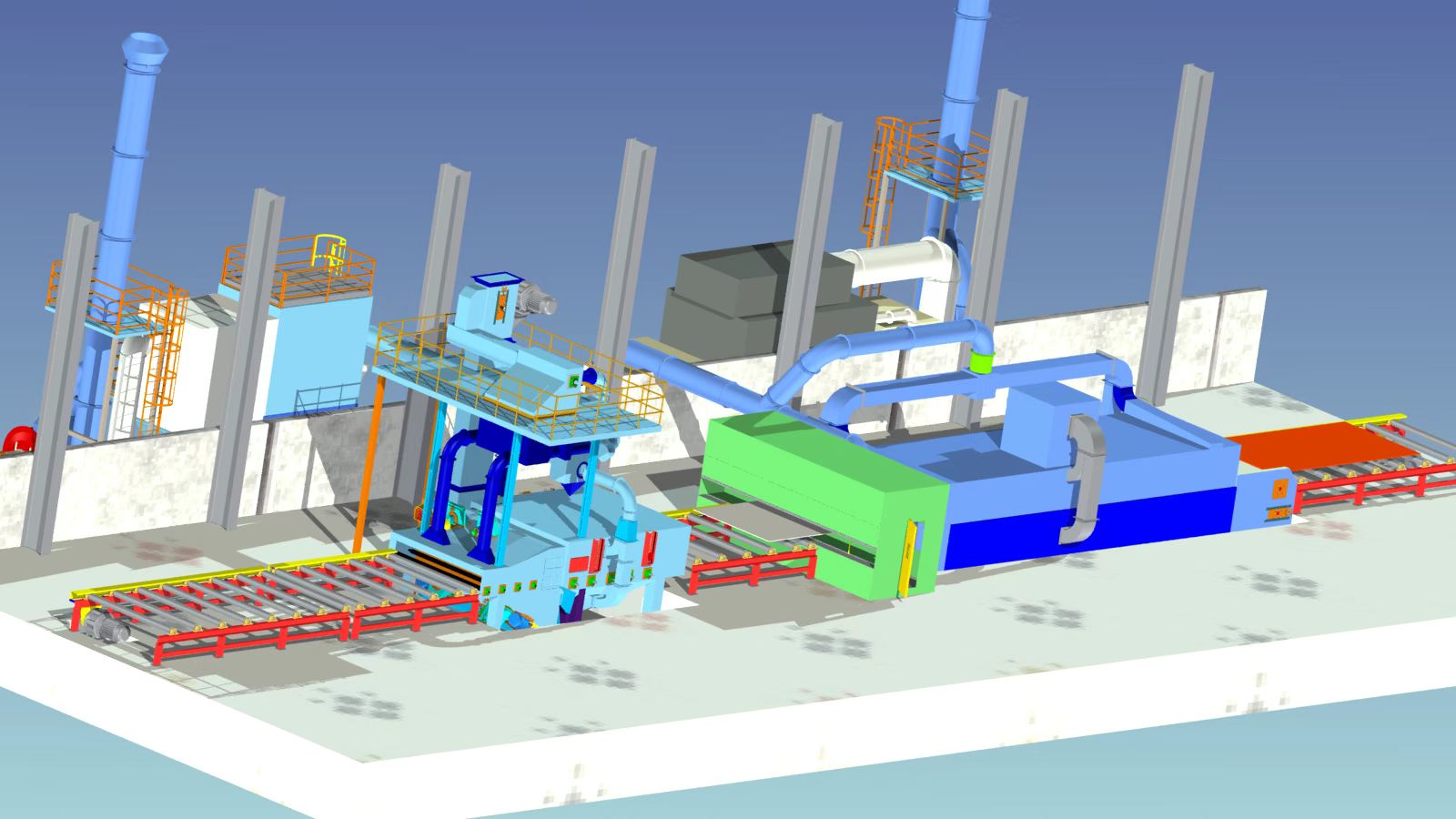 Jinwo Machinery Success Case: Steel Plates Pretreatment Line-USA - Custom Roller Conveyor Shot Blasting Solution